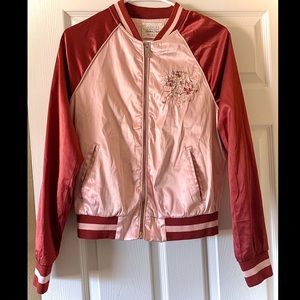 Ashely Embroidered Pink Bomber Jacket